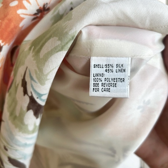 Talbots Linen Cotton Blend A-Line Off White & Floral Midi Skirt Size 12 - Picture 6 of 12